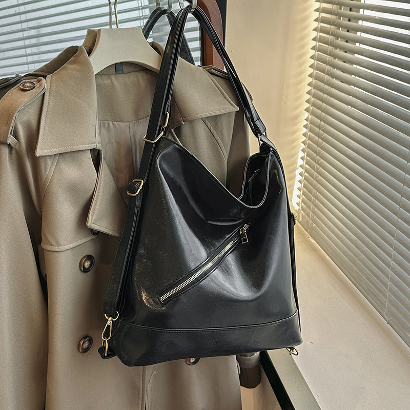 Two Function BackPack & Shoulder Bag Retro Commuter Texture Large Capacity Korean Style