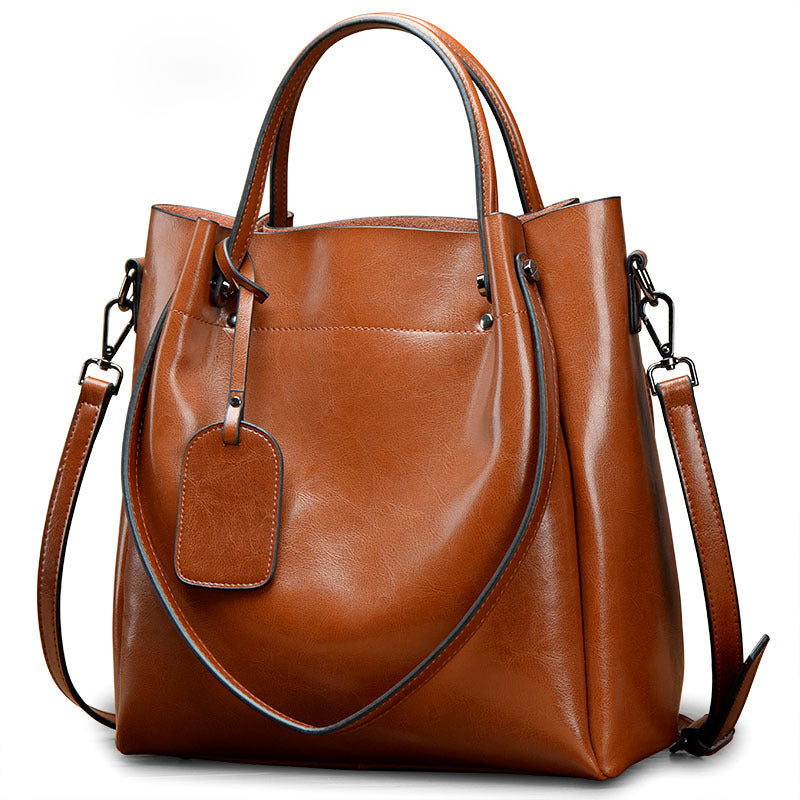 Women's Fashion Handmade Portable Oil Wax Cattle Leather Bag