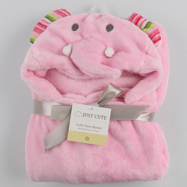 Baby fleece Cartoon Style bath hooded towel