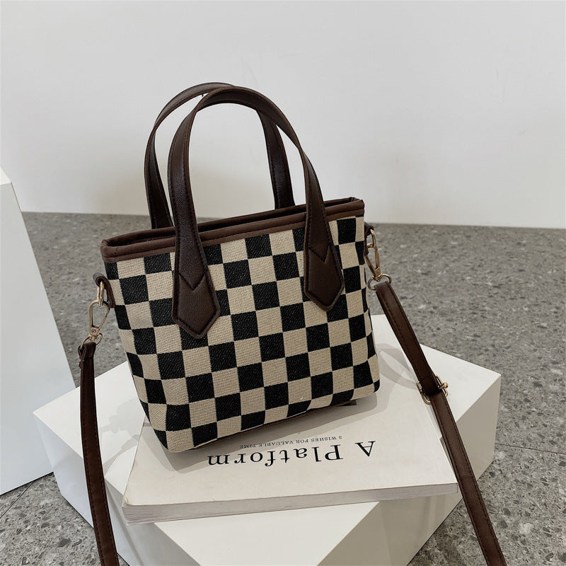 Mode Hahnentritt-Schultertaschen Tragbare Schachbrett-Handtaschen Allgleiches Umhängetasche Damen Totes