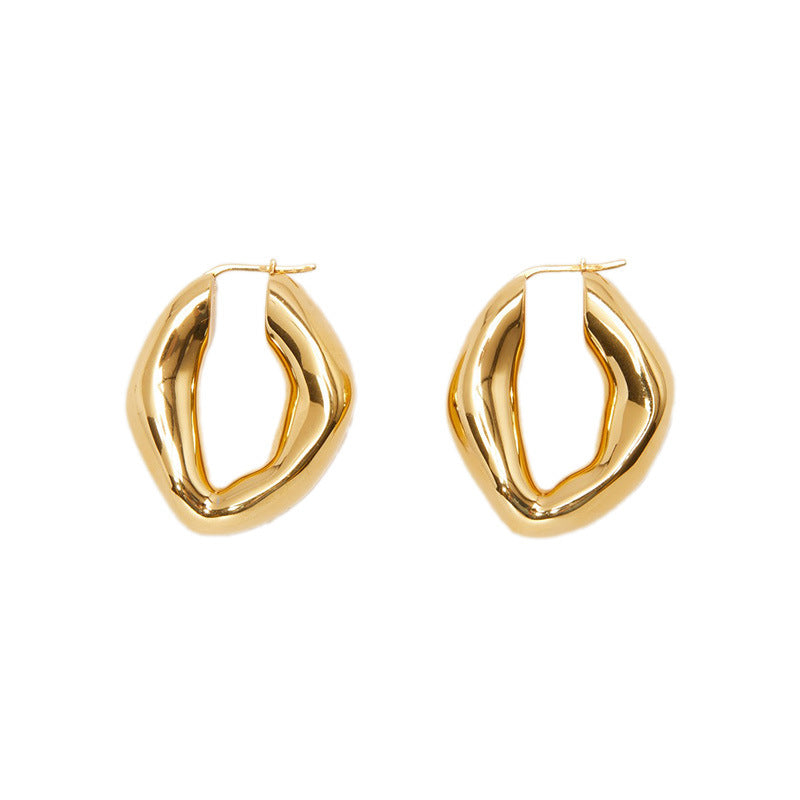 18K Gold Shaped Simple Earrings
