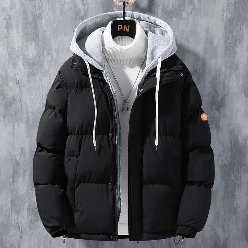 Modische, winddichte, verdickte Kapuzenjacke aus Baumwolle mit fester Freizeitsportjacke