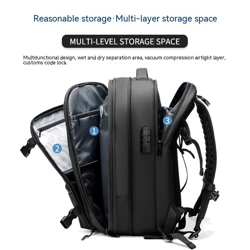 Travel Multifunction Backpack with Vacuum Compression Option & Vaccum Pump