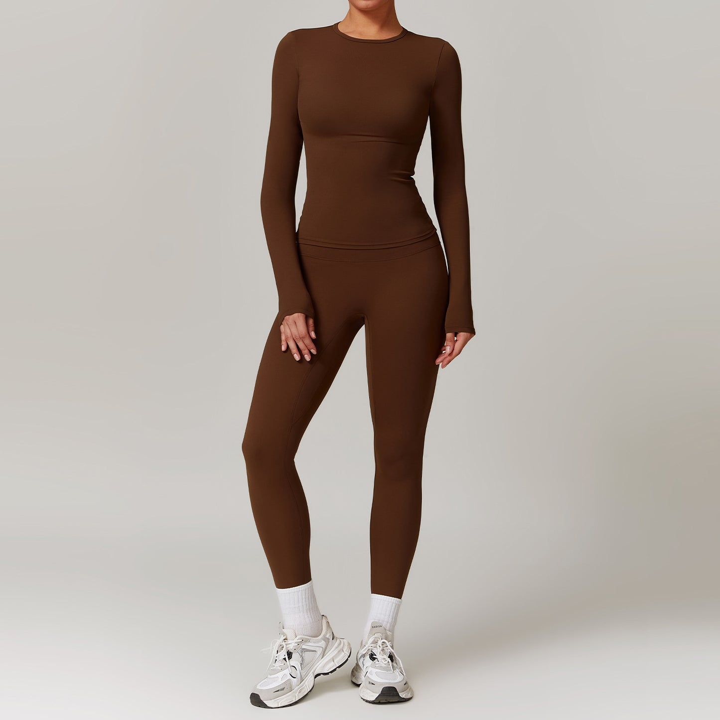 Tight-fitting Brushed Yoga Suit Quick-drying Fitness Long Sleeve Yoga Set