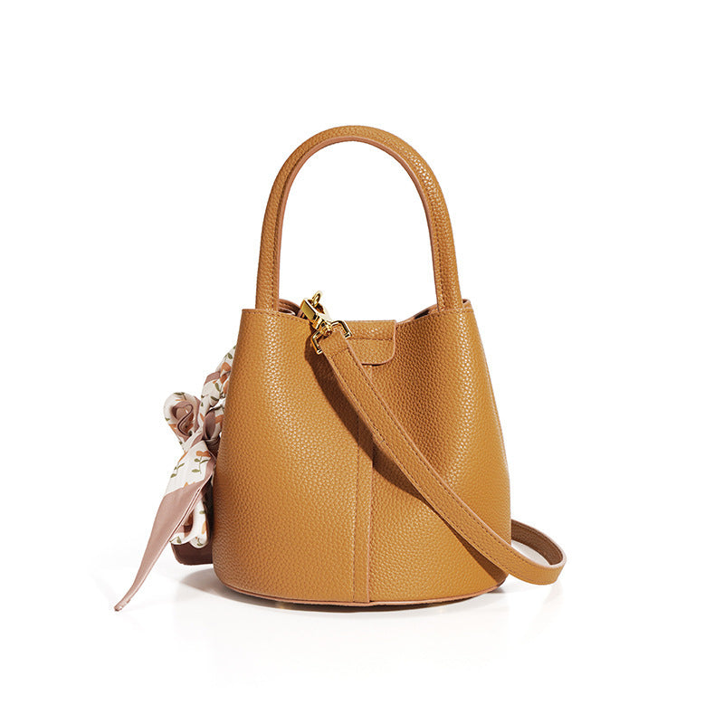 Genuine Leather Advanced Texture Bucket Bag