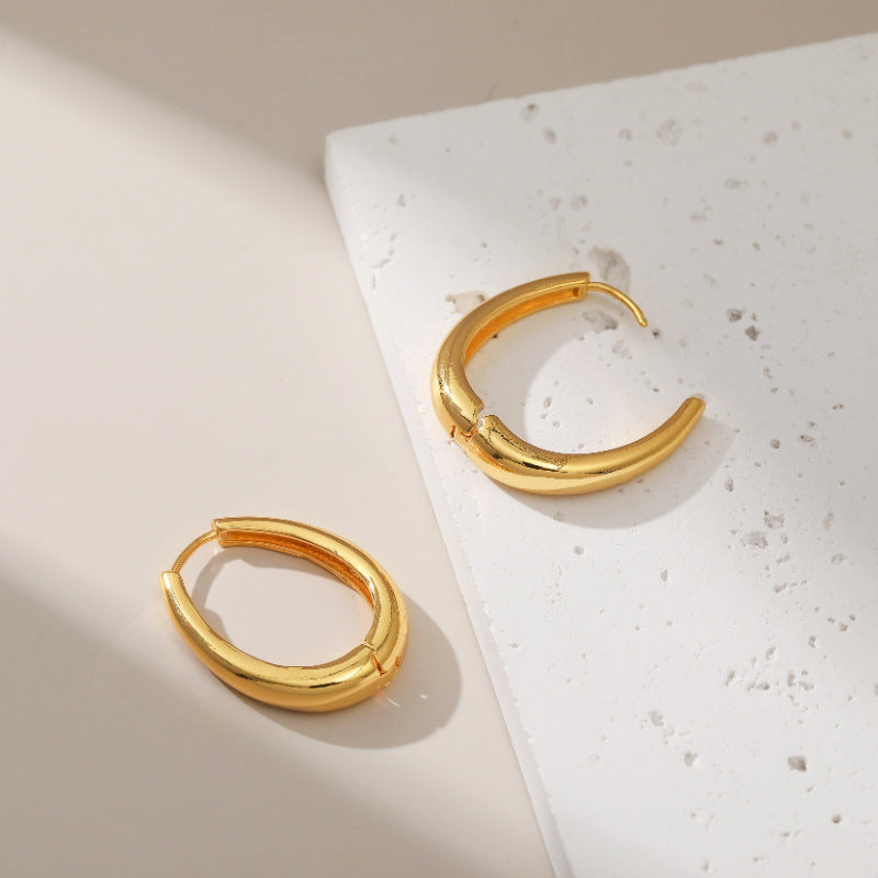 18K Gold Geometric Round Atmospheric Ear Buckles