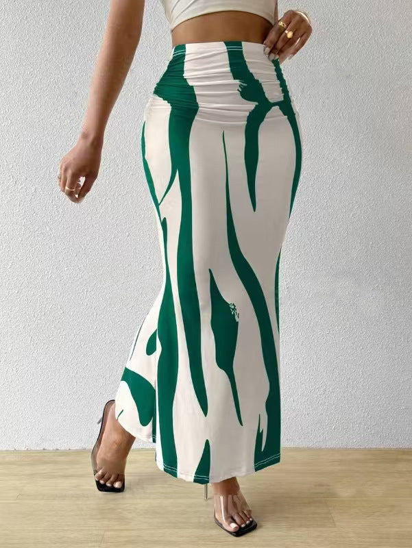 Zebra Pattern Tight Fitting High Waisted Fish Tail Fashion Skirt