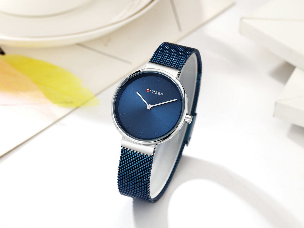 Mode Neue Damen Mesh Gürtel Casual Business Zeiger Uhr