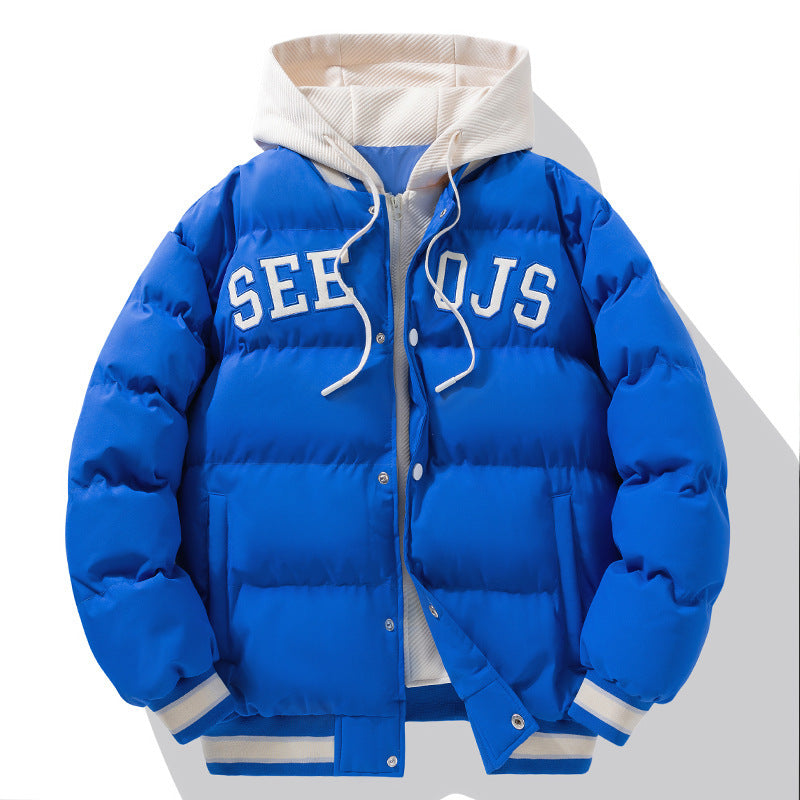 Mode Brief Kapuze Baumwolle Winter Warm Solid Zipper Jacke für Männer