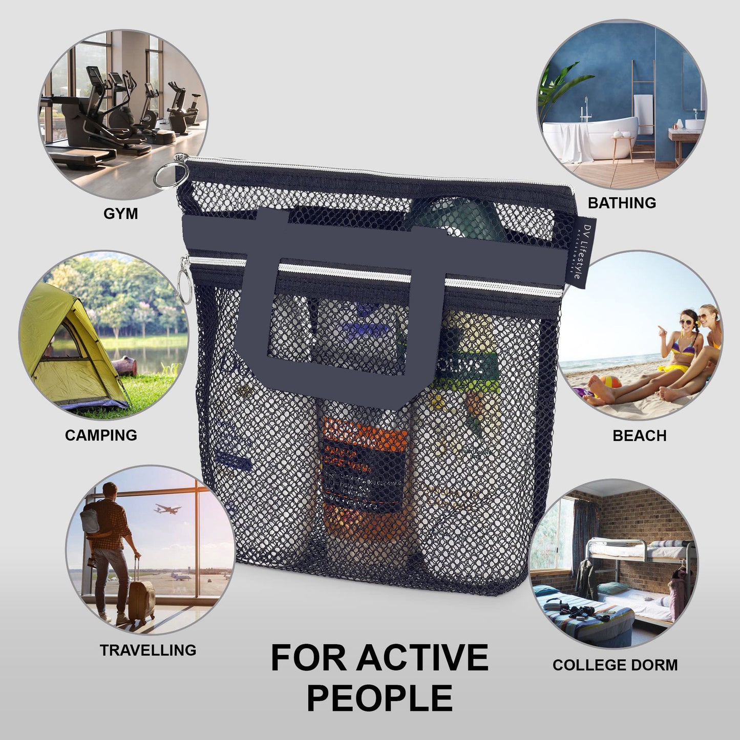Portable Shower Accessories Transparent Mesh Bag