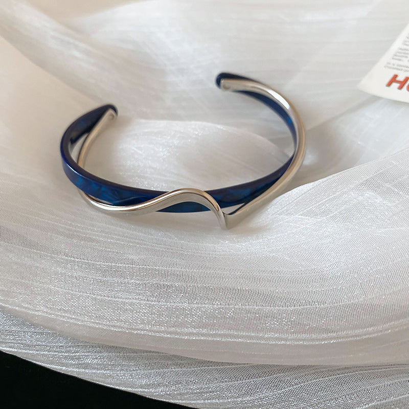 Metal White Shellfish Plate Bracelet For Women Opening Adjustable 2 Layers Desig