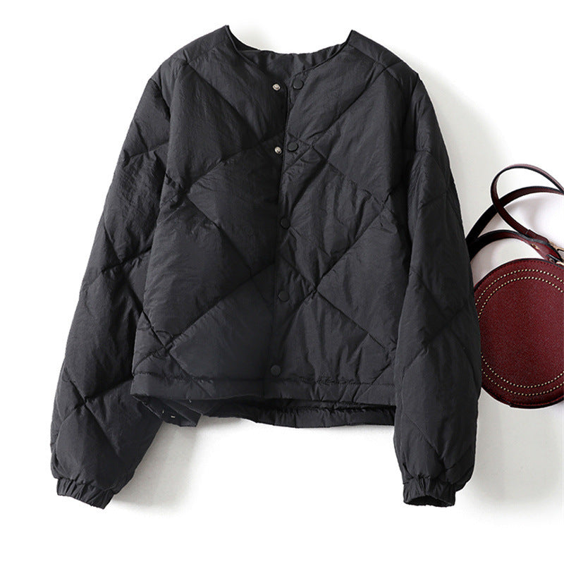 Gray Lattice Women Short Cotton Jacket