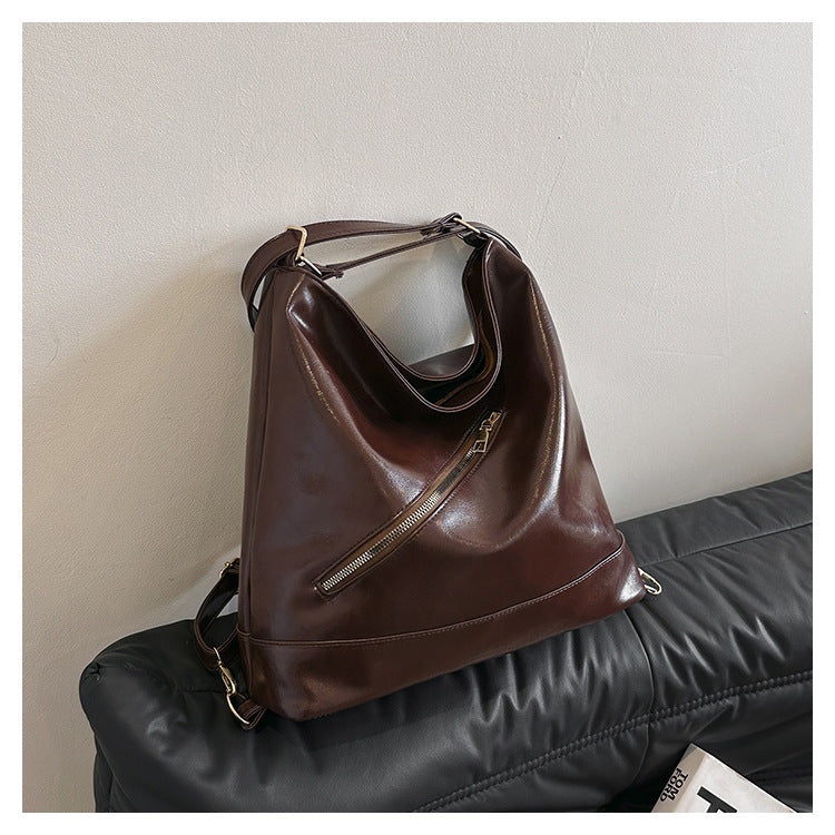Two Function BackPack & Shoulder Bag Retro Commuter Texture Large Capacity Korean Style