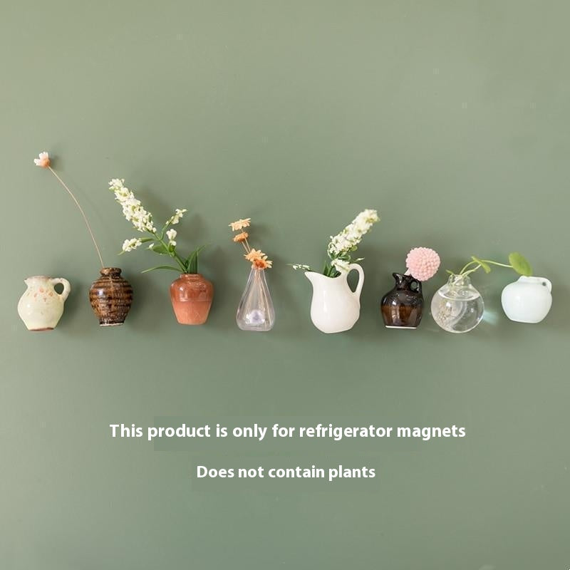 Magnetic Three-dimensional Decoration Refrigerator Sticker And Magnet Ceramic Mini Vases