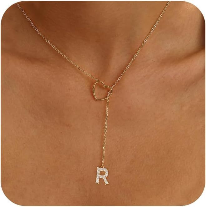 Brass Gold Plating Full Inlaid Zircon Name letter Neclace