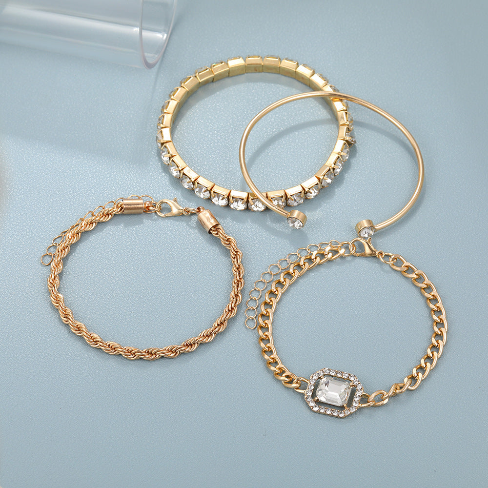 Fashion Jewelry 4 Pcs Crystal Bracelet Set