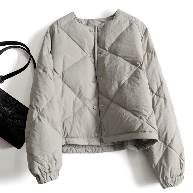 Gray Lattice Women Short Cotton Jacket