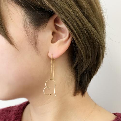 18k gold hollow heart earrings