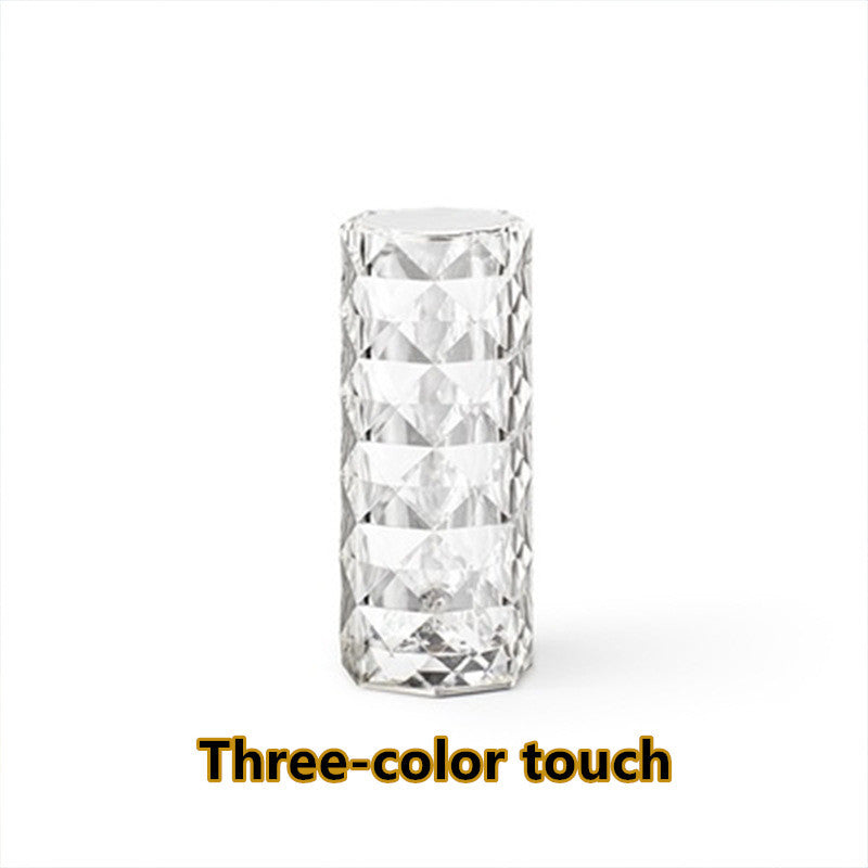 Nordic Crystal Touch Dimming Atmosphere Diamond Night Light Rose Projector Lamp Decor