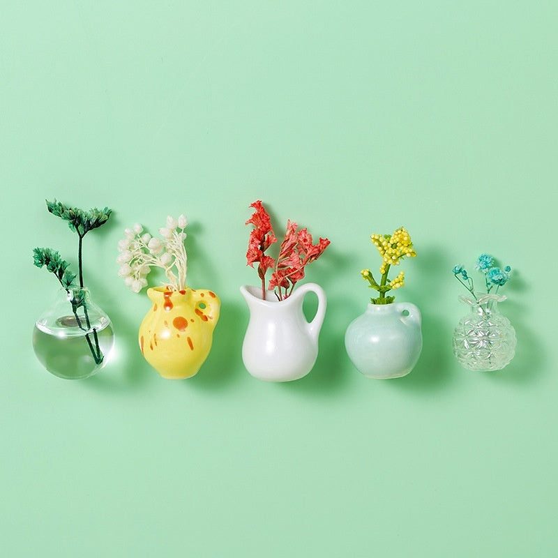 Magnetic Three-dimensional Decoration Refrigerator Sticker And Magnet Ceramic Mini Vases