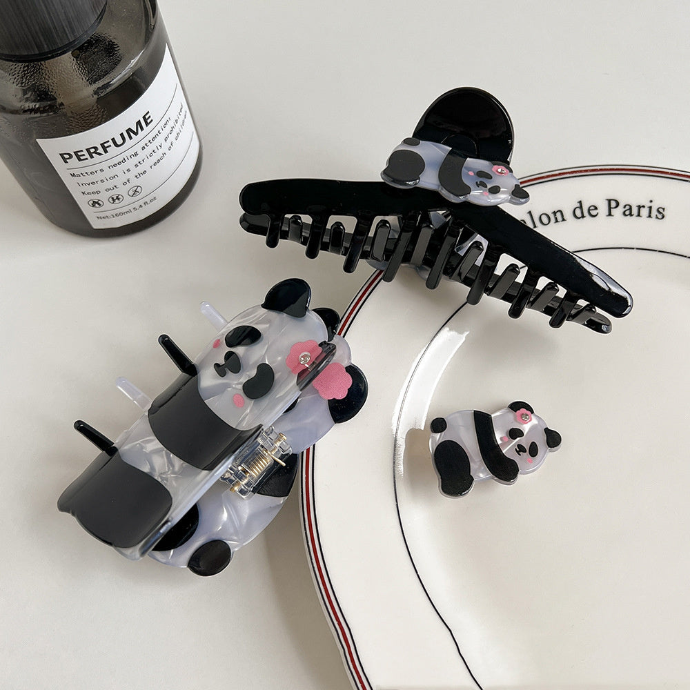 Cartoon Panda Acetate Grip Cute Animal Hair Claws