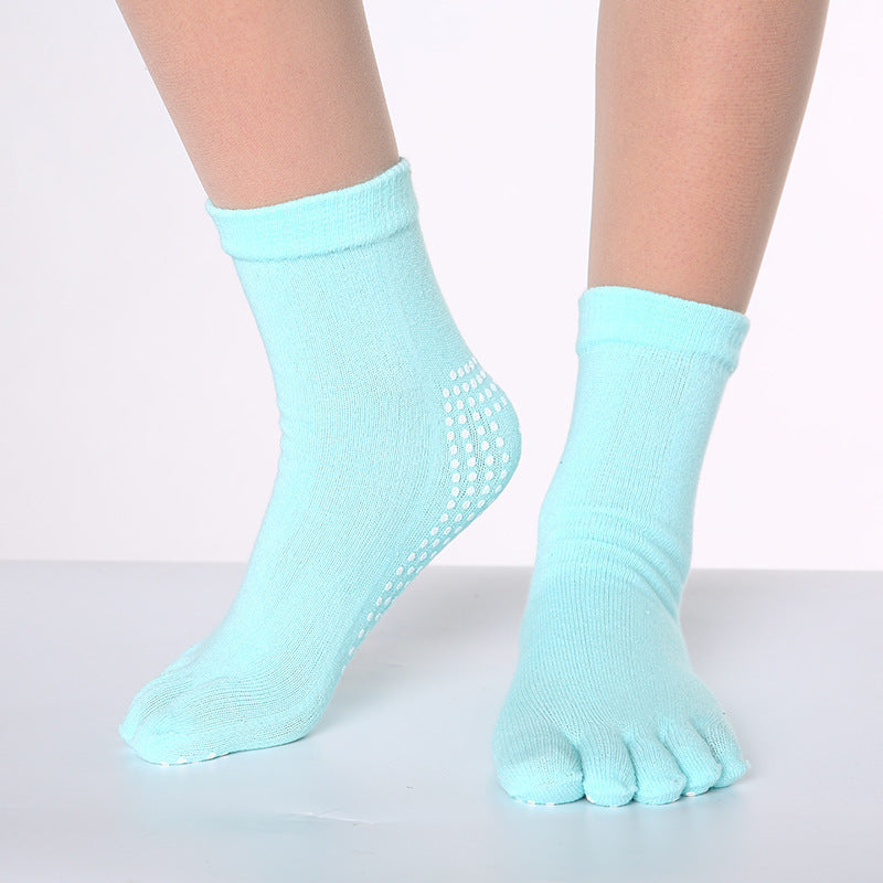 Women's Pure Cotton Dispensing Non-slip Yoga Five Finger Socks