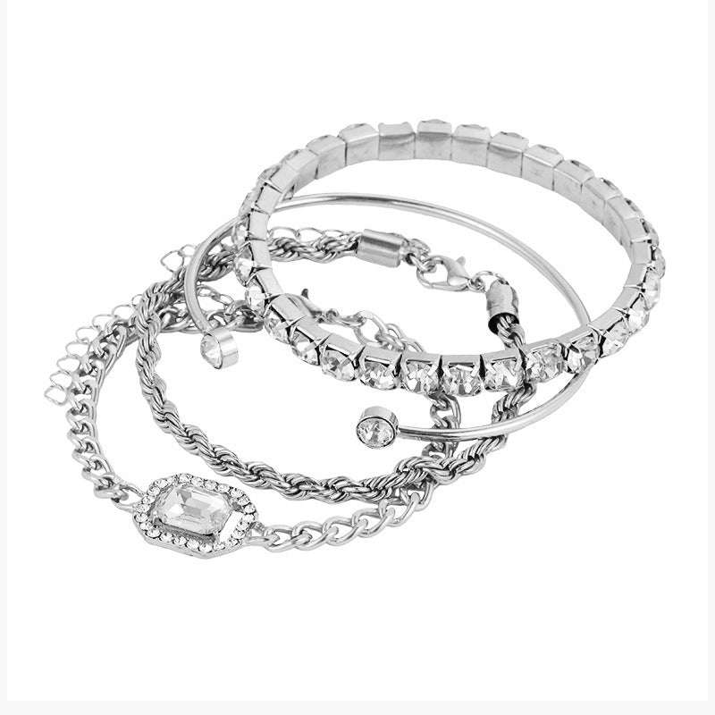 Fashion Jewelry 4 Pcs Crystal Bracelet Set