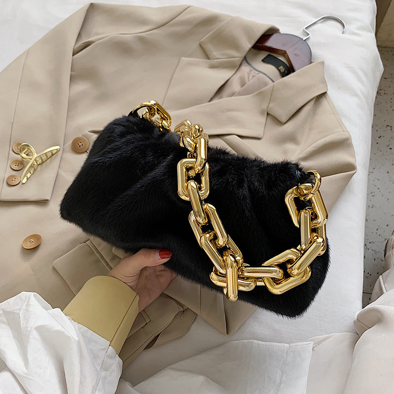 Hairy thick chain cloud bag