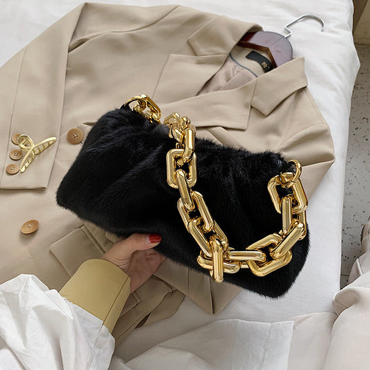 Hairy thick chain cloud bag