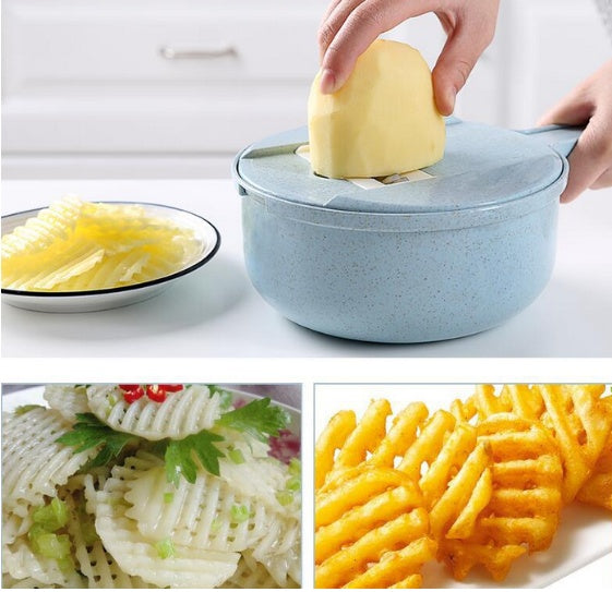 8 in 1 マンドリンスライサー 野菜スライサー ポテトピーラー ニンジンオニオンおろし金 ストレーナー付き 野菜カッター キッチンアクセサリー