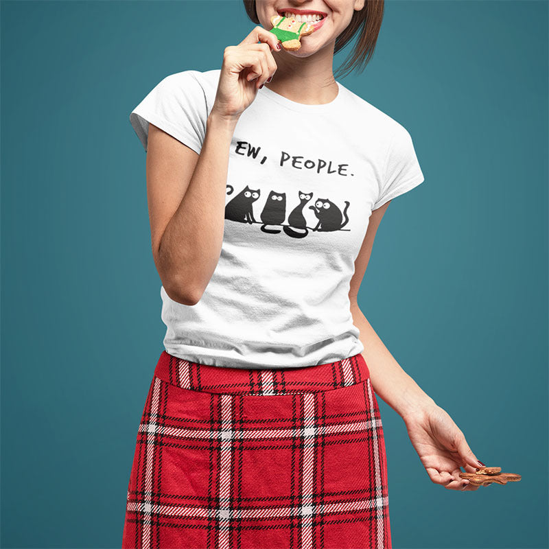 Four cats, European and American letters, street t-shirts for Women