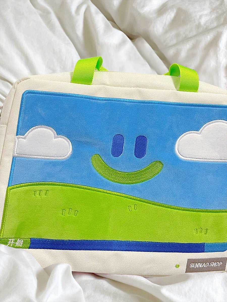 Large Capacity Splicing Computer Pattern Notebook Handbag