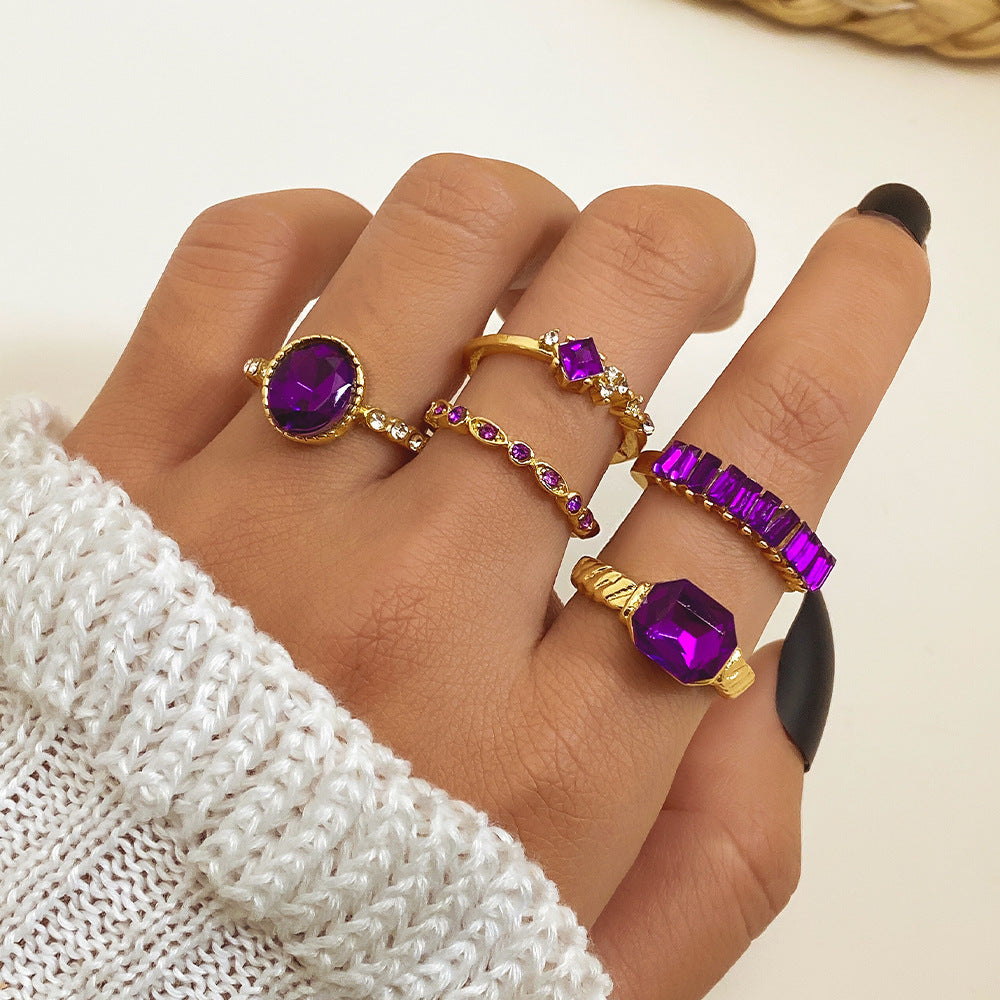 Retro Creative All-match Oval Diamond-studded Ring