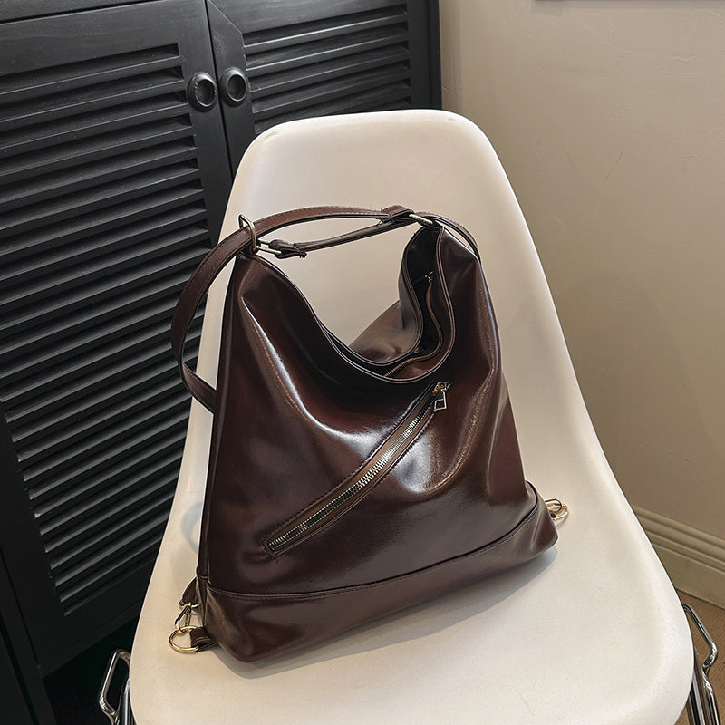 Two Function BackPack & Shoulder Bag Retro Commuter Texture Large Capacity Korean Style