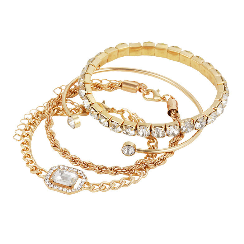 Fashion Jewelry 4 Pcs Crystal Bracelet Set