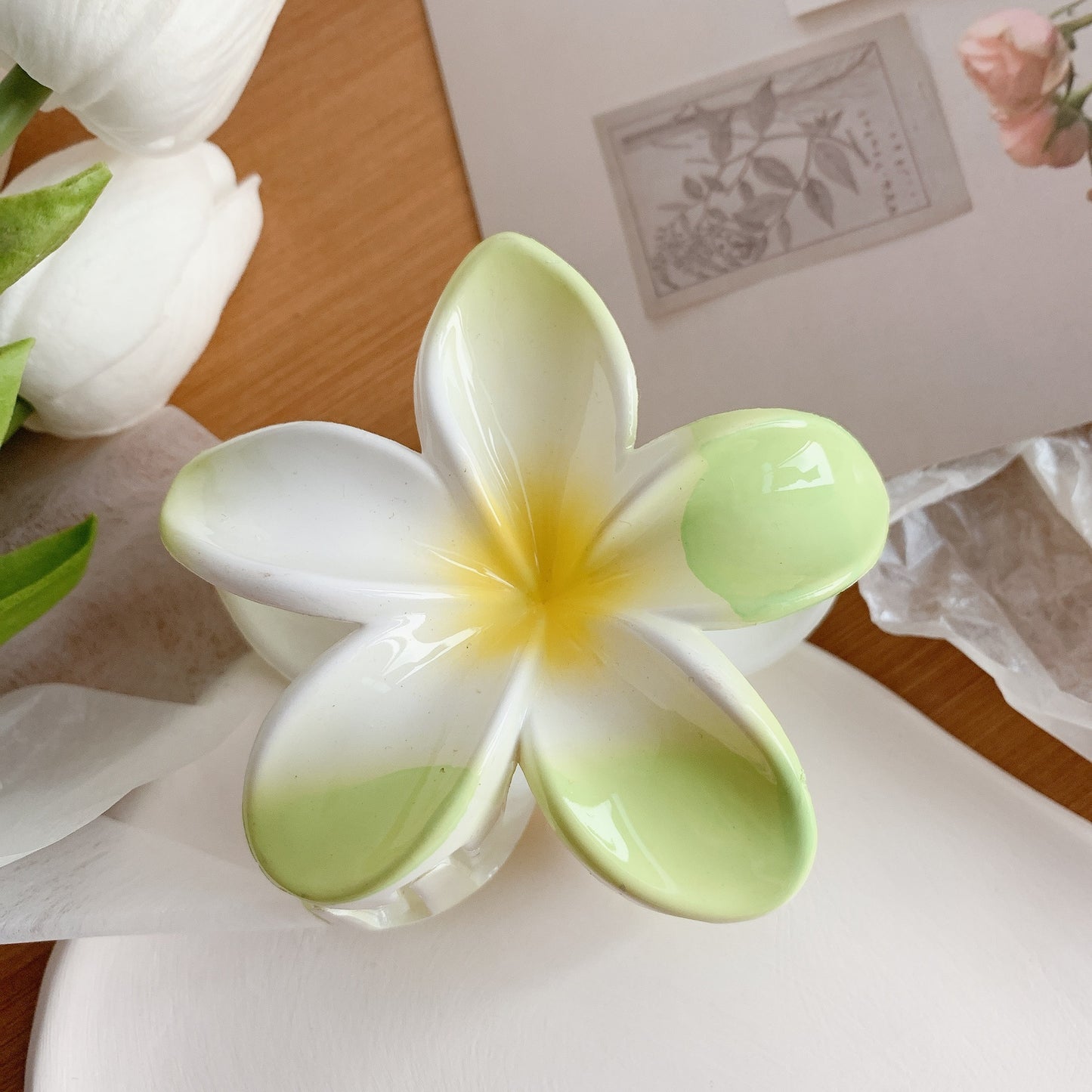 Muweordy Plumeria Flower Hair Clip
