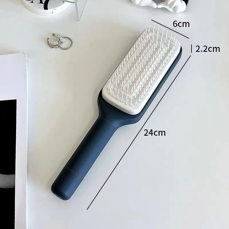 4 in 1 セルフクリーニングヘアブラシ 新セルフクリーニング静電気防止マッサージコーム スケーラブル回転リフティングセルフクリーニングヘアブラシ