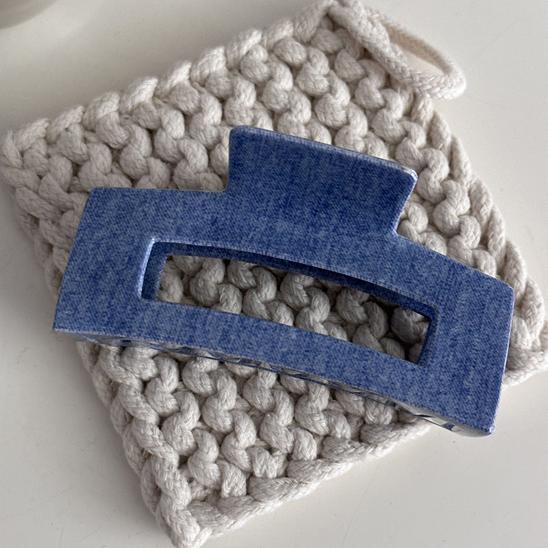 Blue Denim Jeans Style Acetate Hair Simple Shark Claw