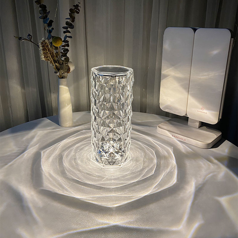 Nordic Crystal Touch Dimming Atmosphere Diamond Night Light Rose Projector Lamp Decor
