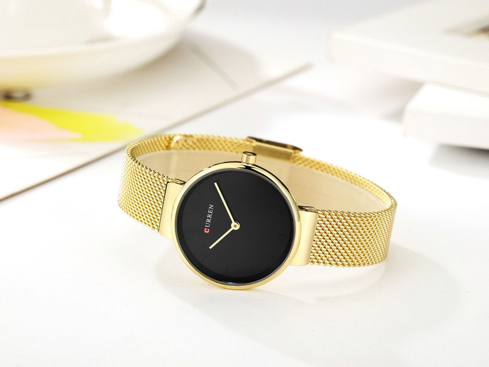 Mode Neue Damen Mesh Gürtel Casual Business Zeiger Uhr