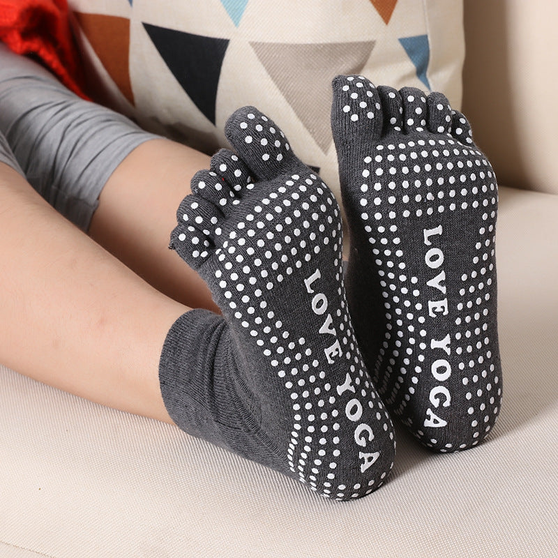 Women's Pure Cotton Dispensing Non-slip Yoga Five Finger Socks
