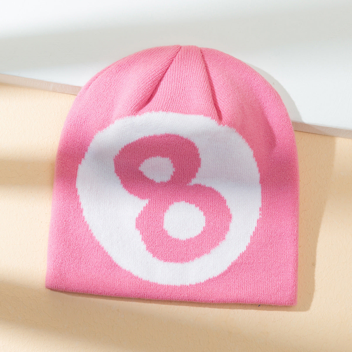 Warm All-matching Simple Number 8 Slipover Woolen Cap