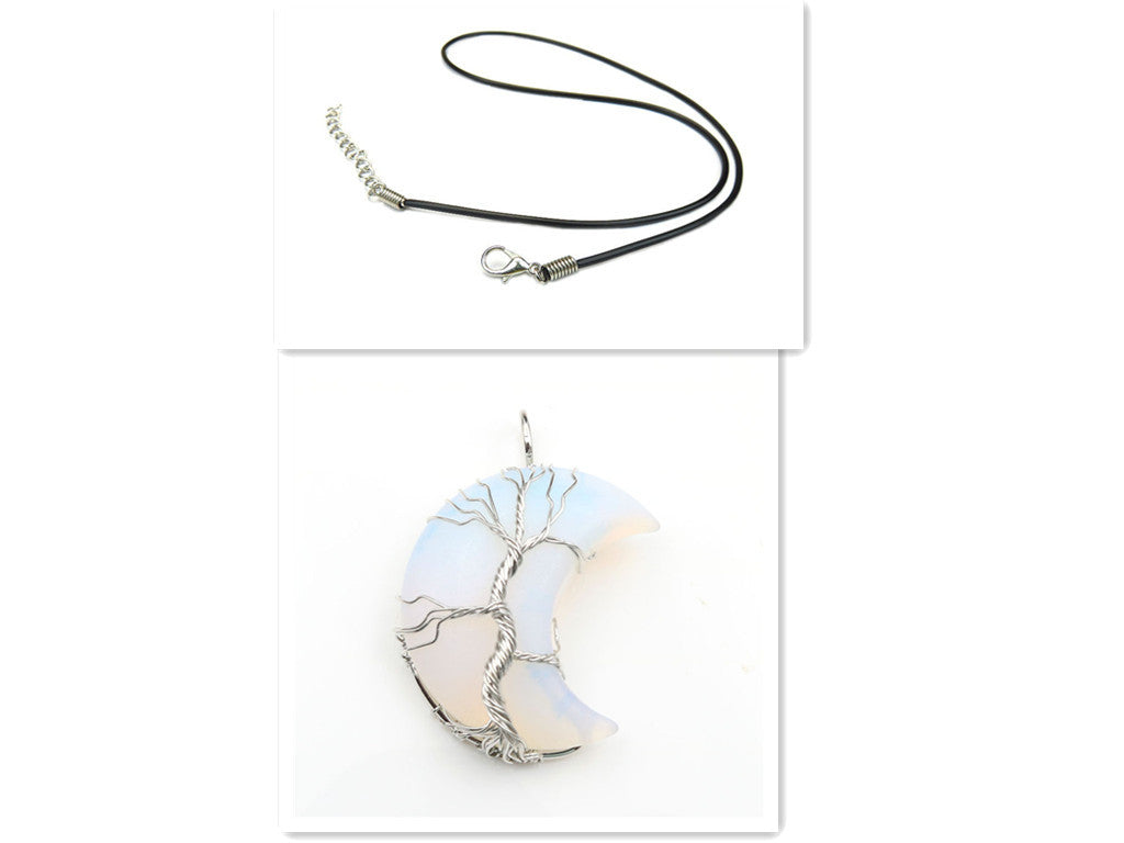 Handmade Necklace Jewelry Moon Natural Crystal Stone