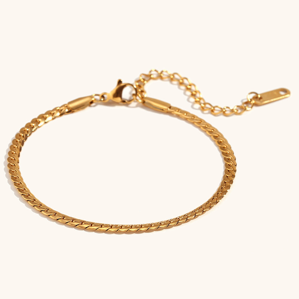 Stainless Steel Plated 18K Gold Simple Bracelet