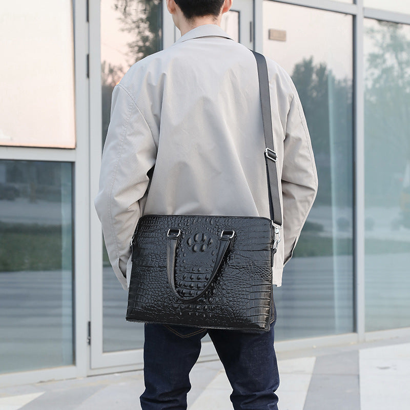 New Crocodile Pattern Business Computer Bag Shoulder Briefcase