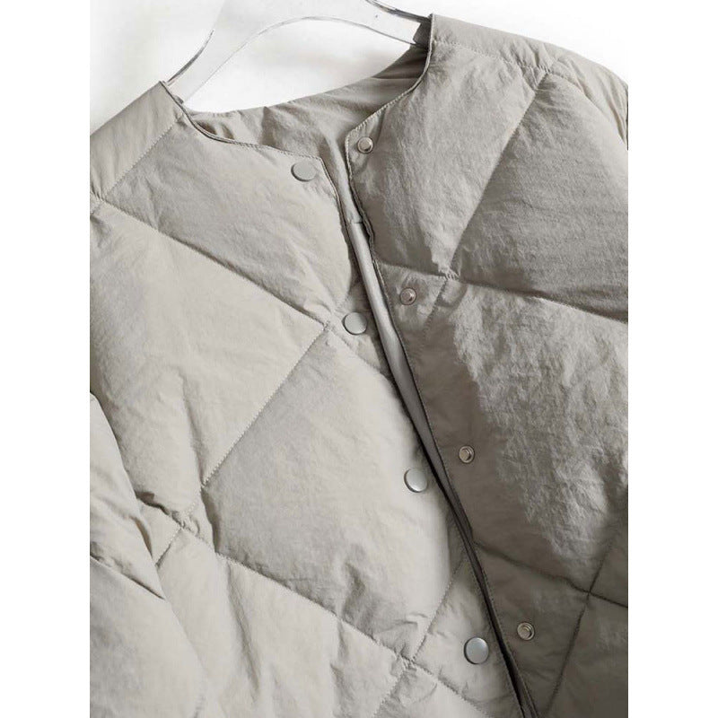 Gray Lattice Women Short Cotton Jacket