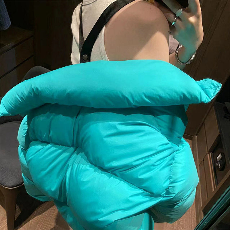 Woolen Short Down Jacket Women Stand Collar Thickened Puffer Jacket