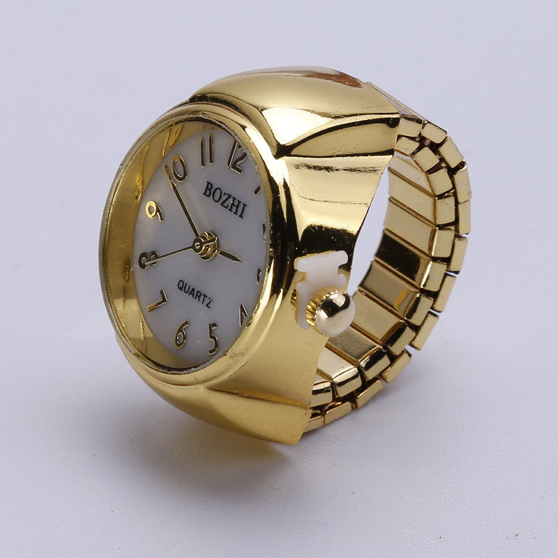 Gold Weißer Hintergrund Digital Fashion Disc Ring Uhr