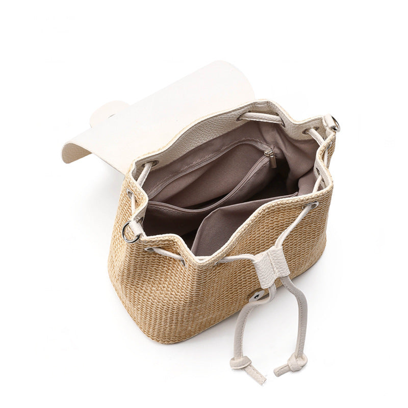 Leisure Travel Backpack Women Mini Straw Woven Bag