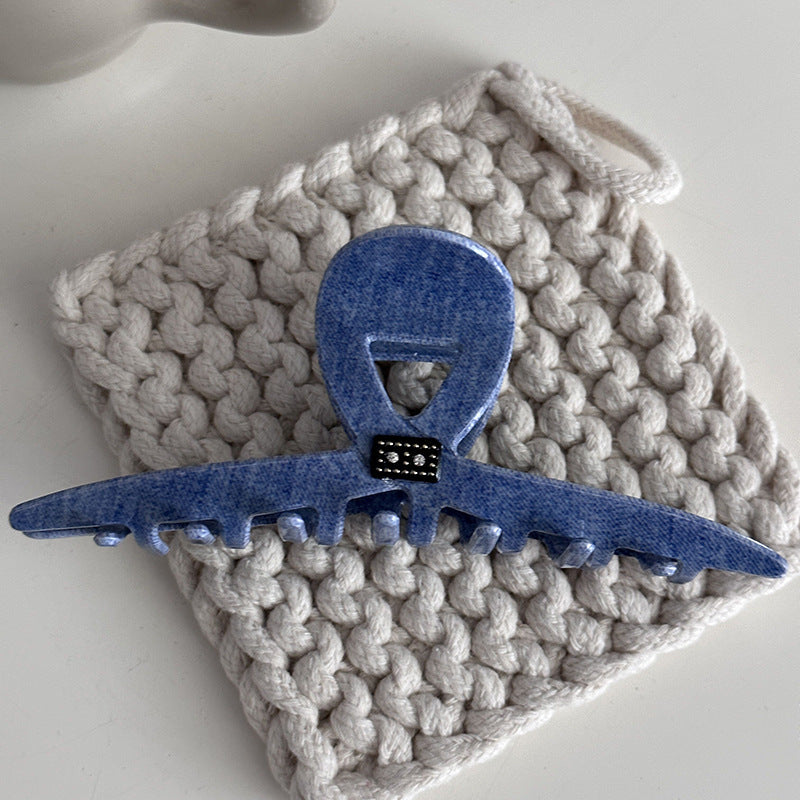 Blue Denim Jeans Style Acetate Hair Simple Shark Claw